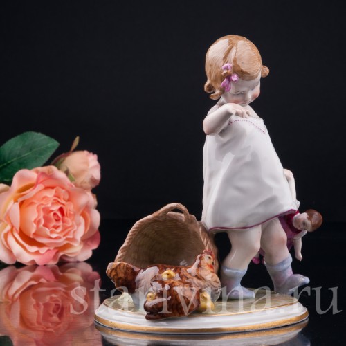 Девочка и наседка, E. A. Muller, Германия, 1890-1927 гг