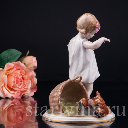 Девочка и наседка, E. A. Muller, Германия, 1890-1927 гг