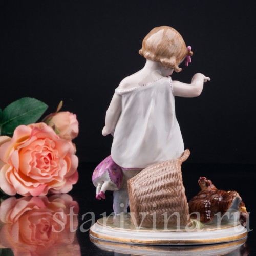 Девочка и наседка, E. A. Muller, Германия, 1890-1927 гг