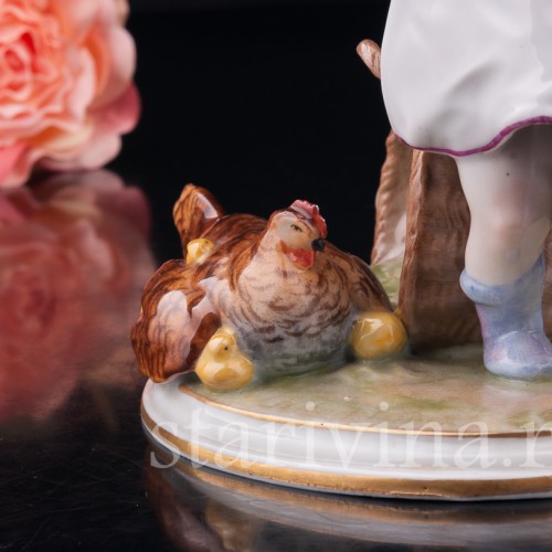 Девочка и наседка, E. A. Muller, Германия, 1890-1927 гг