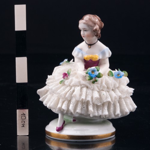 Девочка с цветами, кружевная миниатюра, E. A. Muller, Германия, кон. 19 - нач. 20 вв