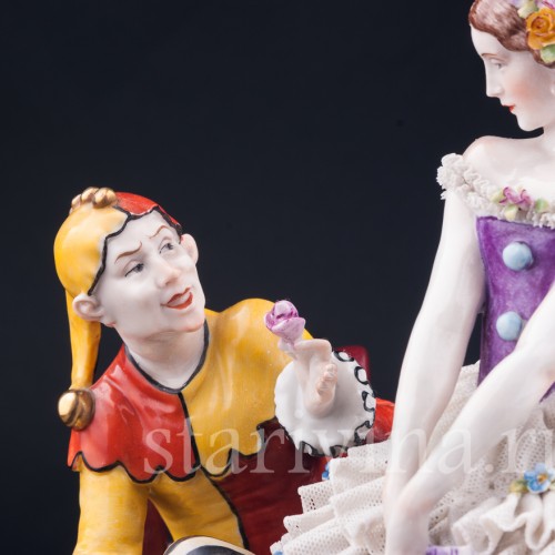 Арлекин и Коломбина, кружевная, E. A. Muller, Германия, нач. 20 в