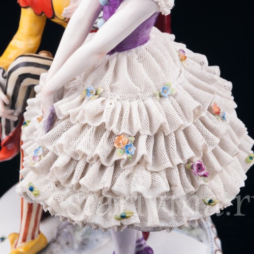 Арлекин и Коломбина, кружевная, E. A. Muller, Германия, нач. 20 в