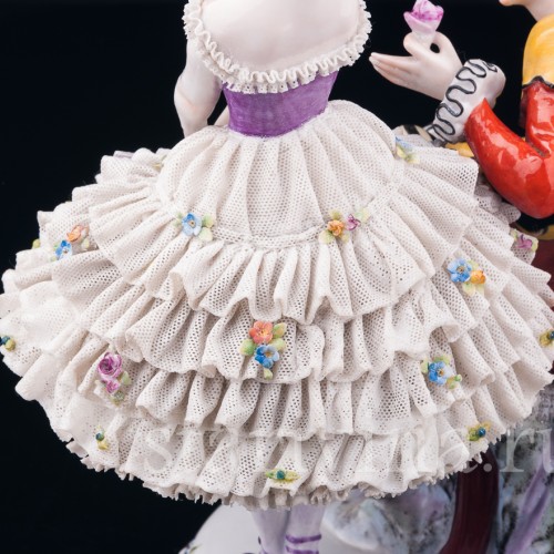 Арлекин и Коломбина, кружевная, E. A. Muller, Германия, нач. 20 в