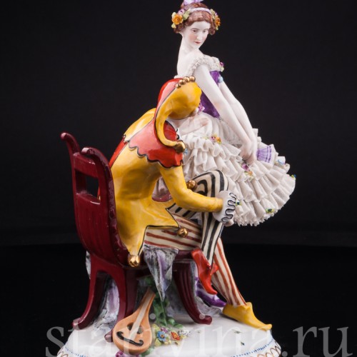 Арлекин и Коломбина, кружевная, E. A. Muller, Германия, нач. 20 в