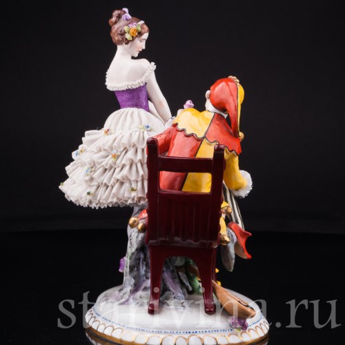 Арлекин и Коломбина, кружевная, E. A. Muller, Германия, нач. 20 в