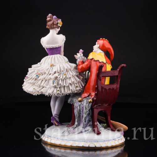 Арлекин и Коломбина, кружевная, E. A. Muller, Германия, нач. 20 в