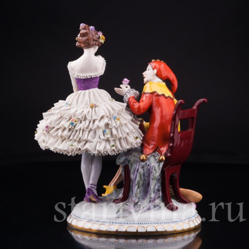 Арлекин и Коломбина, кружевная, E. A. Muller, Германия, нач. 20 в