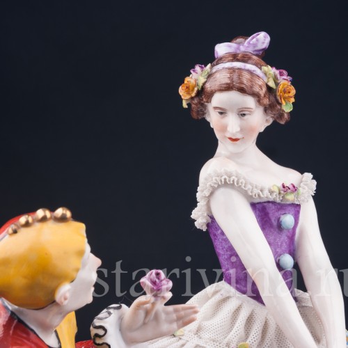 Арлекин и Коломбина, кружевная, E. A. Muller, Германия, нач. 20 в