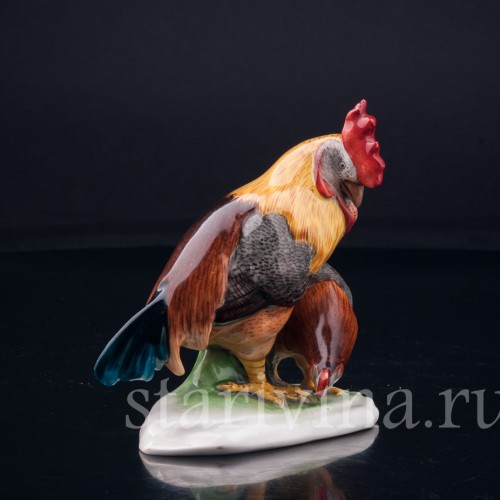 Фарфорвая статуэтка птиц Петух и курица, Metzler & Ortloff, Германия, до 1972 г.