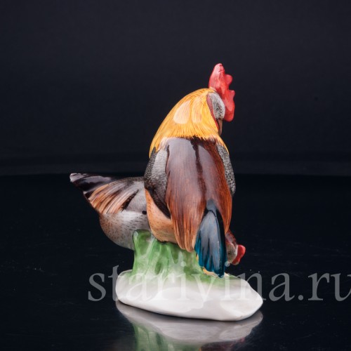 Фарфорвая статуэтка птиц Петух и курица, Metzler & Ortloff, Германия, до 1972 г.