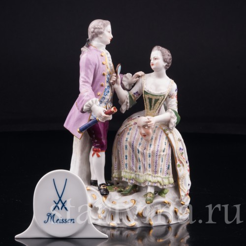 Старинная фигурка из фарфора Пара, Маскарад, Meissen, Германия, 19 в.