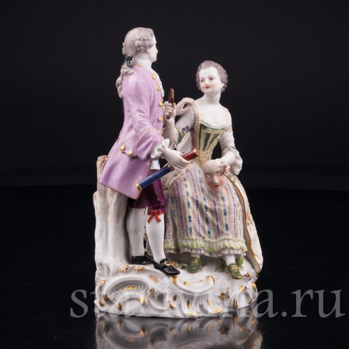 Старинная фигурка из фарфора Пара, Маскарад, Meissen, Германия, 19 в.