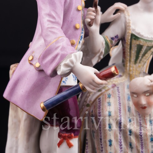 Старинная фигурка из фарфора Пара, Маскарад, Meissen, Германия, 19 в.
