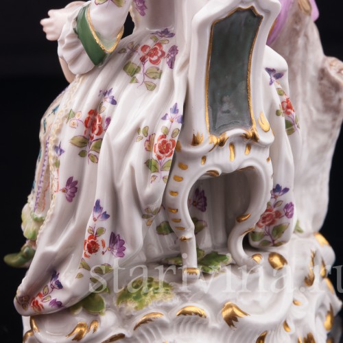Старинная фигурка из фарфора Пара, Маскарад, Meissen, Германия, 19 в.