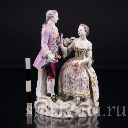 Старинная фигурка из фарфора Пара, Маскарад, Meissen, Германия, 19 в.