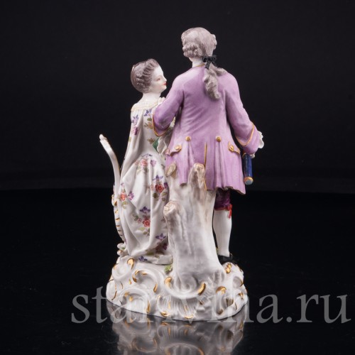 Старинная фигурка из фарфора Пара, Маскарад, Meissen, Германия, 19 в.