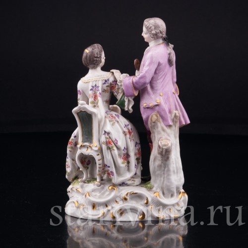 Старинная фигурка из фарфора Пара, Маскарад, Meissen, Германия, 19 в.