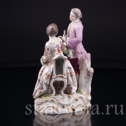 Старинная фигурка из фарфора Пара, Маскарад, Meissen, Германия, 19 в.