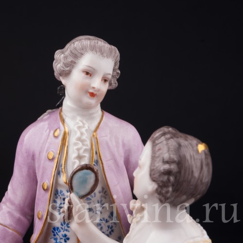 Старинная фигурка из фарфора Пара, Маскарад, Meissen, Германия, 19 в.