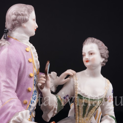 Старинная фигурка из фарфора Пара, Маскарад, Meissen, Германия, 19 в.