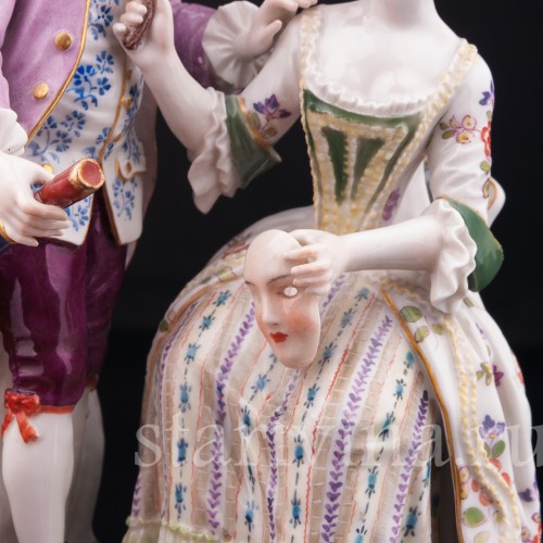 Старинная фигурка из фарфора Пара, Маскарад, Meissen, Германия, 19 в.