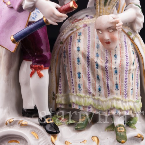 Старинная фигурка из фарфора Пара, Маскарад, Meissen, Германия, 19 в.