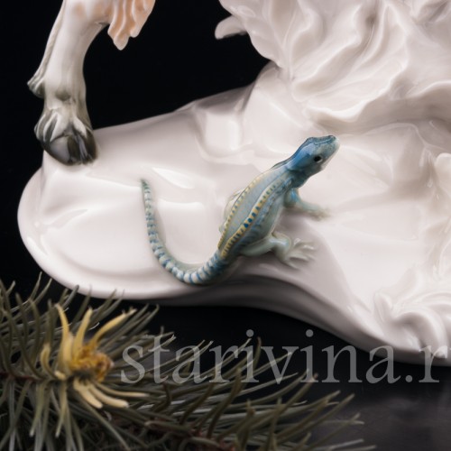 Статуэтка животного Горный козёл с ящерицей, Karl Ens, Германия, 1920-30 гг.