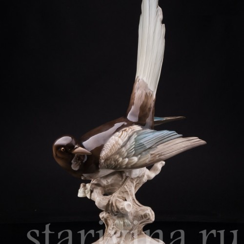Фарфорвая статуэтка птицы Сорока, Hutschenreuther, Германия, 1955-69 гг.