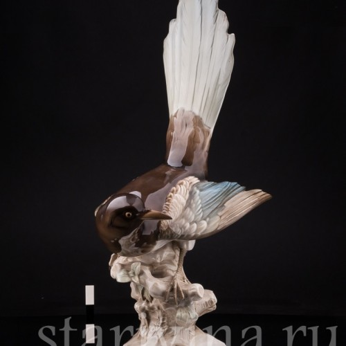 Фарфорвая статуэтка птицы Сорока, Hutschenreuther, Германия, 1955-69 гг.