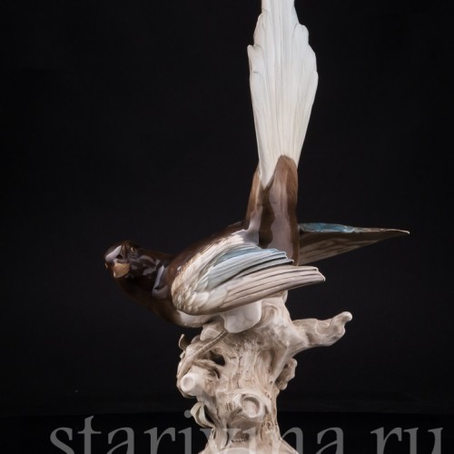 Фарфорвая статуэтка птицы Сорока, Hutschenreuther, Германия, 1955-69 гг.