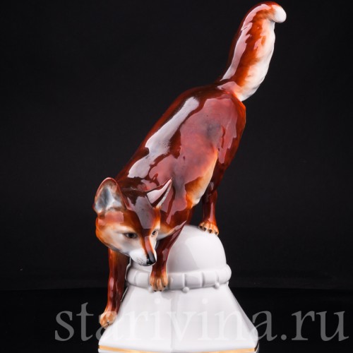 Фарфорвая статуэтка Лиса, Hertwig & Co, Германия, 1920-30 гг.