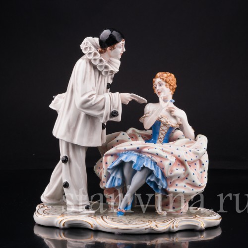 "Долгожданное письмо", Пьеро и Коломбина, Capodimonte, Италия, сер. 20 в