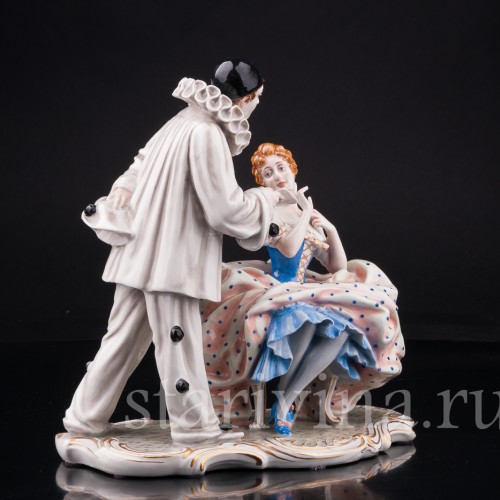 "Долгожданное письмо", Пьеро и Коломбина, Capodimonte, Италия, сер. 20 в