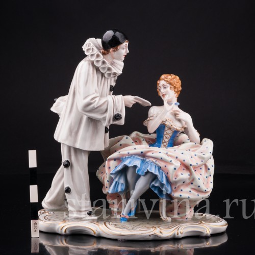 "Долгожданное письмо", Пьеро и Коломбина, Capodimonte, Италия, сер. 20 в