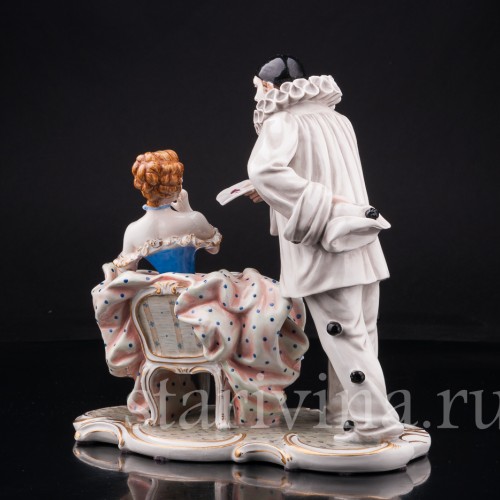 "Долгожданное письмо", Пьеро и Коломбина, Capodimonte, Италия, сер. 20 в