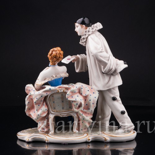 "Долгожданное письмо", Пьеро и Коломбина, Capodimonte, Италия, сер. 20 в