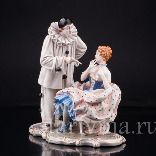 "Долгожданное письмо", Пьеро и Коломбина, Capodimonte, Италия, сер. 20 в