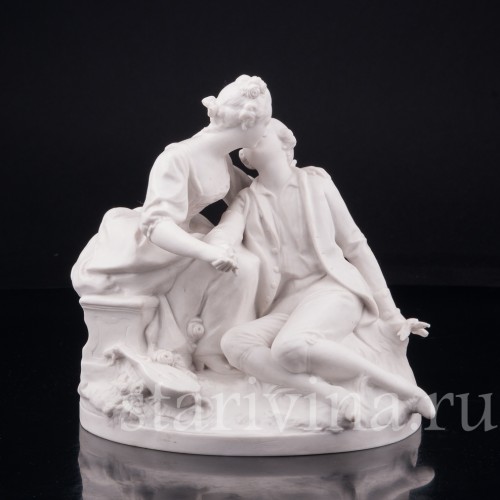 "Нежный поцелуй", романтическая пара, Sevres, Франция, 1921 г