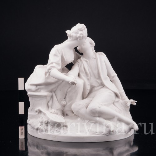 "Нежный поцелуй", романтическая пара, Sevres, Франция, 1921 г