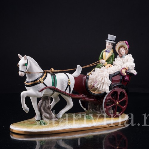 Пара на бричке, кружевная, Volkstedt, Германия, вт. пол. 20 в