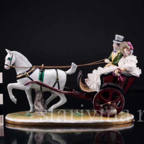 Пара на бричке, кружевная, Volkstedt, Германия, вт. пол. 20 в