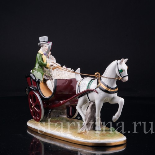 Пара на бричке, кружевная, Volkstedt, Германия, вт. пол. 20 в