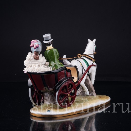 Пара на бричке, кружевная, Volkstedt, Германия, вт. пол. 20 в