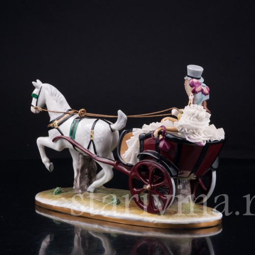 Пара на бричке, кружевная, Volkstedt, Германия, вт. пол. 20 в