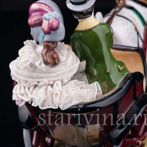 Пара на бричке, кружевная, Volkstedt, Германия, вт. пол. 20 в