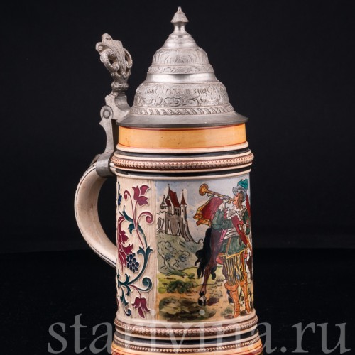 Кружка трубач из Зекингена, 1/2 л, Reinhold Merkelbach, Германия, 1880-1900 гг