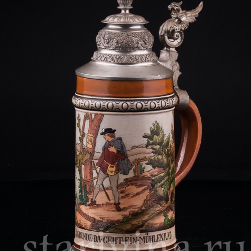 Старинная пивная Кружка Мельница 1/2 л, Hauber & Reuther, Германия, 1876-1910 гг.