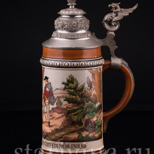 Старинная пивная Кружка Мельница 1/2 л, Hauber & Reuther, Германия, 1876-1910 гг.