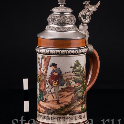 Старинная пивная Кружка Мельница 1/2 л, Hauber & Reuther, Германия, 1876-1910 гг.